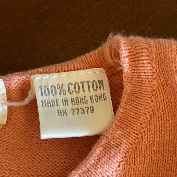 Vintage Ann Taylor Studio 100% Cotton Knit Shirt Peach Long Sleeve Size 8 - Picture 4 of 8